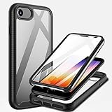 Kukiwhy Für iPhone SE 2022/ SE 2020/für iPhone 8/7 Hülle, Handyhülle für iPhone SE mit Eingebautem Displayschutz 360° Outdoor Stoßfest Silikon Protective Bumper für iPhone SE Case Schwarz