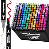 Tongfushop 168 Filzstifte Set, Twin Alkohol Marker, 2 Sekunde Schnell Trocknende Kunst Sketch Permanent Art Stifte für Erwachsene Studenten Manga Design Zeichnen mit Abstandshalter & Tragetasche
