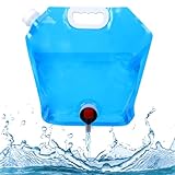 Livdouyu Wasserkanister Faltbar 5L/10L Wasserkanister Mit Hahn Trinkwasser Wasserbehälter mit Tragegriff Wiederverwendbare Faltwasserkanister für Outdoor Camping Wanderungen Picknicks