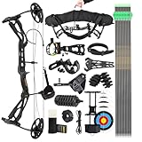 Bogenschießen CompoundBogen Set, Jagd und Zielen, 0–60 lbs verstellbar, IBO 310 FPS, Erwachsene Bogen, Bogenschießen Jagdbogen (Schwarzes-set2)