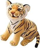 Babioms Tiger Plüschtier, Realistische Tiger Kuscheltiere Baby Plüsch Puppe Stofftier Kissen Plüschtier klein Tiger Baby Plüschfigur Tiger Braun Kuscheltier Weiche Geschenk