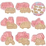 8 Stück Ausstechformen, Keksausstecher Kinder, Kinder 3D Fondant Keks Ausstecher, Plätzchen Ausstecher Handpresse Cookies Cutter, Wiederverwendbar Ausstecher, Cookie Mold für Kinder (Transport)