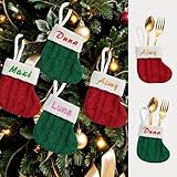 papasgix Weihnachtsstrumpf Personalisiert Klein Nikolausstrumpf mit Namen Weihnachtssocken Kamin Geschenktasche Nikolaussocke Bestecktasche für Feiertags Party Dekoration (Bunt, 3pcs)