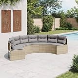 Somanki Gartensofa mit Kissen Halbrund Beige Poly-Rattan, Balkonmöbel, Gartenlounge, Gartenmöbel, Balkon Sofa, Terrassen Sofa, Terrassenmöbel - 3318524