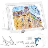 VKTEKLAB B4 Tracing Light Box mit internem Kabel + faltbarem Ständer, 36,7 x 27,6 cm Lichtboard zum Nachzeichnen, 3 Stufen Helligkeit, 8000 Lux Tracing Light Pad für Kinder