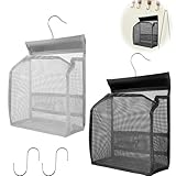 Sprießen Wäscheklammerbeutel, 2 Stück Wäscheklammerbeutel Zum Aufhängen, Wiederverwendbarer, Dusch Tasche, Aufbewahrungstasche, Für Waschraum Badezimmer Balkon（Grau, Schwarz）