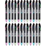 24 Pack Druckkugelschreiber Mehrfarbige Stifte 4 Farben Tinte Schwarz, Blau, Rot und Grün Gel-Tinte Kugelschreiber