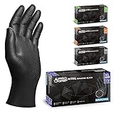 PROGRIP Einweghandschuhe Diamant Grip, Schwarz, Einmalhandschuhe Extra Stark, Nitrilhandschuhe Gr. XL, 2x dicker, Handschuhe Einweg, Arbeitshandschuhe für Werkstatt & Montage, 50 Stk/Box