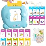 Winnrok Sprechende Lernkarten Deutsch Englisch,Sprachförderung Lernspielzeug für Kinder ab 2-6 Jahr,224 Wörter 112 Blätter Lernkarten,Sprachspiele Interaktives Spielzeug für Mädchen Jungen