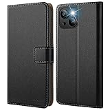 HOOMIL Handyhülle für iPhone 14 Plus, Premium Leder Klappbar Hülle, mit Kartenfach & Standfunktion, Unterstützt Kabelloses Laden - Schwarz