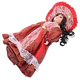 ORFOFE Viktorianische Keramikpuppe Rot Sammlerfigur und Schreibtischdekoration Kunstvolle Heim und Wohnaccessoire Elegante Wohnraum Deko