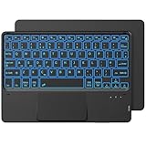 CACOE Bluetooth Tastatur mit Touchpad, [Italienische] Kabellose mit 7 Farben Beleuchtete Bluetooth kompatibel mit iPad A16/10/iPad Air/Pro, iOS/iPadOS/MacOS, Mac mini/Mac Pro, MacBook 10 Zoll, Schwarz