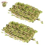 Solivive 2 Stück Juteschnur mit Grünen Blättern,20m Juteseil mit Kunstblattdekor,Künstliche Blätter Geeignet für Heimwerkerarbeiten, Blumenkunst, Hochzeitsdekorationen, Heimtextilien, Kunsthandwerk