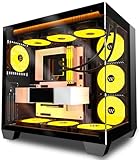 KEDIERS PC Gehäuse- vorinstalliert 6 ARGB-Lüfter, ATX Mid Tower Gaming Gehäuse, mit doppeltem gehärtetem Glas Vollbild Computergehäuse，G500 (schwarz)