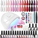U V Gel Nagellack Set, VANREESA 16 Farben Nägelgel mit 48W U V/ LED Nagellampe Rosa Rot Lila Gel Farblack für Nägel Maniküre Starter Set Geschenk für Frauen