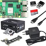 Raspberry Pi 5 4GB PCIe M.2 NVMe - Kit | Metallgehäuse | Active Cooler | M.2 NVMe SSD PCIe Board | USB-C 27W Netzteil | 64GB SD Karte | 4K Micro HDMI Kabel
