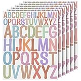 NISENTIA Buchstaben Aufkleber, 416 Stück/8 Blatt klebebuchstaben Bunt, Selbstklebende Buchstaben Vinyl Sticker, Buchstaben zum Aufkleben Groß Wetterfest,für Postfach,Schilder,Adressnummer,DIY