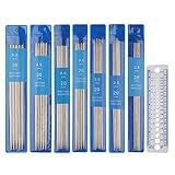 Coopay 35 Stück Stricknadeln Edelstahl,Stricknadeln für Socken Handschuhe Hüte Schals Haustier Pullover,Nadelspiel Set 2,0 mm-5,0 mm,20 cm Länge Doppelspitzen Knitting Needles mit Nadellehre