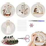 Stickset für Erwachsene, Weihnachts-Stickerei-Set, Bastelsets mit Krippenstickerei, Dekoration für Zuhause, Anfänger-Set mit Nadelstich