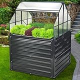 BRAST® 2in1 Hochbeet mit Alu Gewächshaus-Aufsatz | Integriertes Drainage-System | wetterfest | 120x120x166cm | 4mm Hohlkammerplatten | 2 Pflanzwannen | Pflanzbeet für Balkon Terrasse & Garten