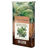 Green Home Grünpflanzen- & Palmenerde 18L – Pflanzenerde für Palmen, Grünpflanzen & Zimmerpflanzen – Mit Torf & Holzfasern – Hochbeet-Erde & Gemüseerde für gesundes Wachstum
