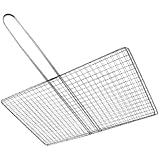 Homoyoyo Edelstahl Grillkorb mit Clipverschluss 24X39cm für Fisch Grillzubehör für Camping und BBQ