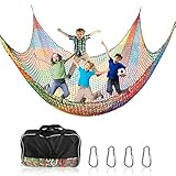 MENAYODA Kletternetz Spielplatz, Schwerlast Doppellagiges Schutznetz Kinder Klettergerüst Schaukel, Kletternetz Kinder Fallschutznetz für Spielplatz Outdoor Indoor Garten (Irisierend, 2x3M)