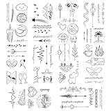 10 Blätter Temporäres Tattoo Langanhaltend Fake Tattoo Aufkleber Schwarz Tattoo Cartoon Muster für Kind Frauen Mann