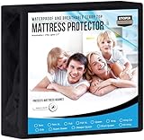 Utopia Bedding Wasserdichter Matratzenschoner für King-Size-Bett, Premium-Frottee-Matratzenbezug, 200 g/m², atmungsaktiv, taillierter Stil mit dehnbaren Taschen, Schwarz