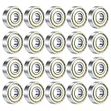 Skateboard-Kugellager, 608ZZ, doppelt geschirmte Kugellager, kleine Kugellager, Ersatzteile für Longboard-Rollschuhe (Silber), 20 Stück