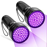UV Taschenlampe 51 LEDs,2 Stück Schwarzlicht Taschenlampe,Mini UV Lampe 395nm,Haustiere Urin-Detektor,Schwarzlichtlampe,Ultraviolettes Licht für Heimtierurindetektoren Geldscheinprüfer Bernsteinsuche