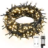 MAGGIFT LED Lichterkette Außen Strom, 20m 200 LED Lichterkette Weihnachtsbaum Innen mit Stecker/Fernbedienung/Timer, Wasserdicht Lichterketten Warmweiß für Weihnachtsbeleuchtung Aussen Innen Deko