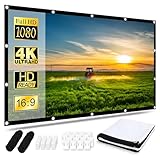 Outdoor Leinwand Beamer 120 Zoll: 4K Full HD 16: 9 Projektionsleinwand Tragbarer Beamer Leinwand Faltbar Anti-Falten Projector Screen Doppelseitige Projektio für Camping Heimkino Schule Treffen