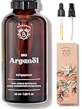 Bionoble Arganöl Bio 50ml - 100% Rein, Natürlich, Kaltgepresst - Gesicht, Körper, Haar, Bart, Nägel - Vegan und Cruelty Free - Argan Oil - Glasflasche + Pipette + Pump