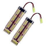 melasta 8.4v Akku Airsoft 1600mAh NiMH Flachakku Batterie Compatible with Mini Tamiya Anschluss für Airsoft Pistolen MP5, Narbe, M249, M240B, M60, G36, M14, RPK, PKM 2 Stück