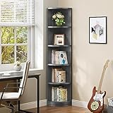 YITAHOME Bücherregal, Eckregal mit 6 Ebenen, freistehende Aufbewahrungsregale, Bücherregal aus Holz, 30X30X180CM für Küche, Schlafzimmer, Wohnzimmer, Büro