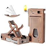 FANKAI Pfeifenfeuerzeug mit Pfeifenständer, 3-in-1-Reinigungswerkzeuge, nachfüllbares Butan-Feuerzeug mit abgewinkelter weicher Flamme, Pfeifenfeuerzeuge zum Rauchen, Pfeifengeschenk für Vatertag,