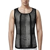 Generisch Herren Tanktop Sommer Strickweste Ärmellose Freizeitmode Slim Fit Hohlstrickpullover Leichte Atmungsaktive Basic Top (Black, XXL)
