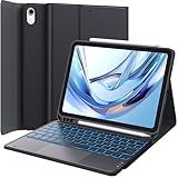 CHESONA Hülle mit Tastatur für iPad 10 Generation/11 Generation A16 2025, 7 Farben Beleuchtung, Multi Touch Trackpad, 2 Bluetooth Kanäle für Neu iPad 10. Gen 2022/2025 11', Schwarz