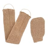 NUOBESTY 2 Stück Ramie Jute Rückenpeeling Schwamm und Badehandschuh Langlebig Natürliches Material für Bad Dusche und Reisen