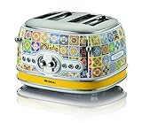 Ariete 156 Positano Toaster, 1630 W, 4 Scheiben, 6 Bräunungsstufen, Krümelschublade, Defrost-Funktion, automatischer Auswurf, ohne Zange