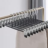 Hosenbügel aus Metall, 10 Stück Kleiderbügel Klammerbügel für Hosen Socken Röcke, 30cm Anti-Rutsch, Verchromt,Rockbügel Hosenspanner mit Clips, Hohe Belastbarkeit