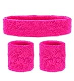 W WIDMANN MILANO Party Fashion - Schweißbänder, 3-teiliges Set, Stirnband und 2 Armbänder, Sport, Accessoires, 80er Jahre, Trainingsanzug, Karneval