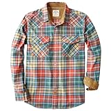 Dubinik® Flanellhemd Herren Langarm Druckknopf Freizeithemden Western Hemd Cowboy Two Pocket Outdoor Snap Shirt Regular Fit