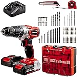 Einhell Akku-Schlagbohrschrauber TE-CD 18/2 Li-i +64 (2x2,0Ah) Power X-Change (Li-Ion, 18 V, 44 Nm, 2-Gang-Getriebe, inkl. 2x 2,0 Ah Akkus, Ladegerät, Koffer, 64-tlg. Zubehör-Set)