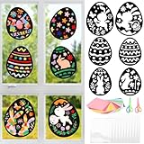 MONCAP 12 Stück Ostern Basteln Kinder Ostern Papierbastelset Ostereier Bastelset Osterdeko Kreative DIY Ostern Fensterbilder Handwerk für Mädchen Jungen Frühling Ostern Party Geschenk