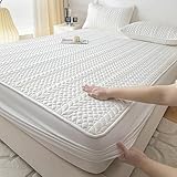 Tolldek 90x200cm Bettlaken mit 1er Kissenbezug Set 2teilig Abwaschbar, Weizen Muster Spannbettlaken Topper Einfarbig, Faltenresistent Ausbleichen Polyester Baumwolle Tagesdecke Weiß