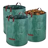 3X 272L Gartenabfallsack,Gartensack Laubsack, Gartensäcke mit Trageschlaufen, Faltbar, Robust und wasserdicht, langlebig, für Unkraut, Laubabfälle