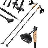 SPORTANA® Nordic Walking Stock Teleskopstock 5 Aufsätze Anti-Shock Federung Wandern Wanderstöcke Trekkingstöcke Silber