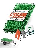 CargoVA® Anhängernetz 1,5x2,2M [DEKRA Geprüft] – Anhängernetz mit Gummiseil und Eckmarkierung – für perfekte Ladungssicherung